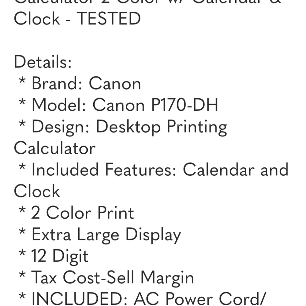 Canon P170-DH Calculator with Printer.